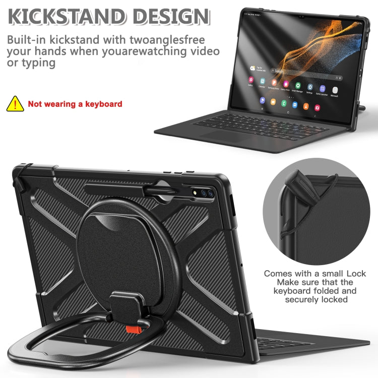 For Samsung Galaxy S8 Ultra / X900 Rotary Handle Grip TPU + PC Tablet Case(Black)