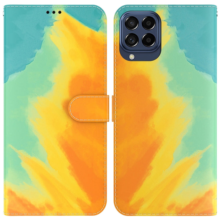 For Samsung Galaxy M33 5G 165.4mm Watercolor Pattern Flip Leather Phone Case