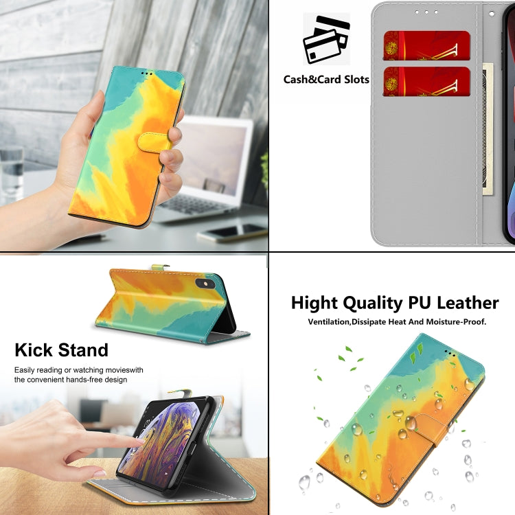 For Samsung Galaxy M33 5G 165.4mm Watercolor Pattern Flip Leather Phone Case