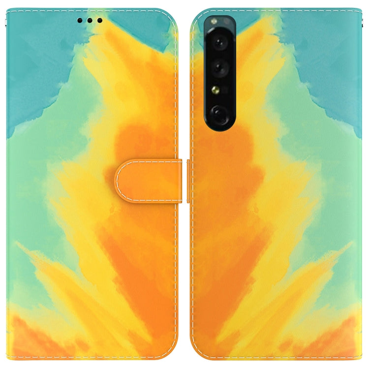 For Sony Xperia 1 IV Watercolor Pattern Flip Leather Phone Case