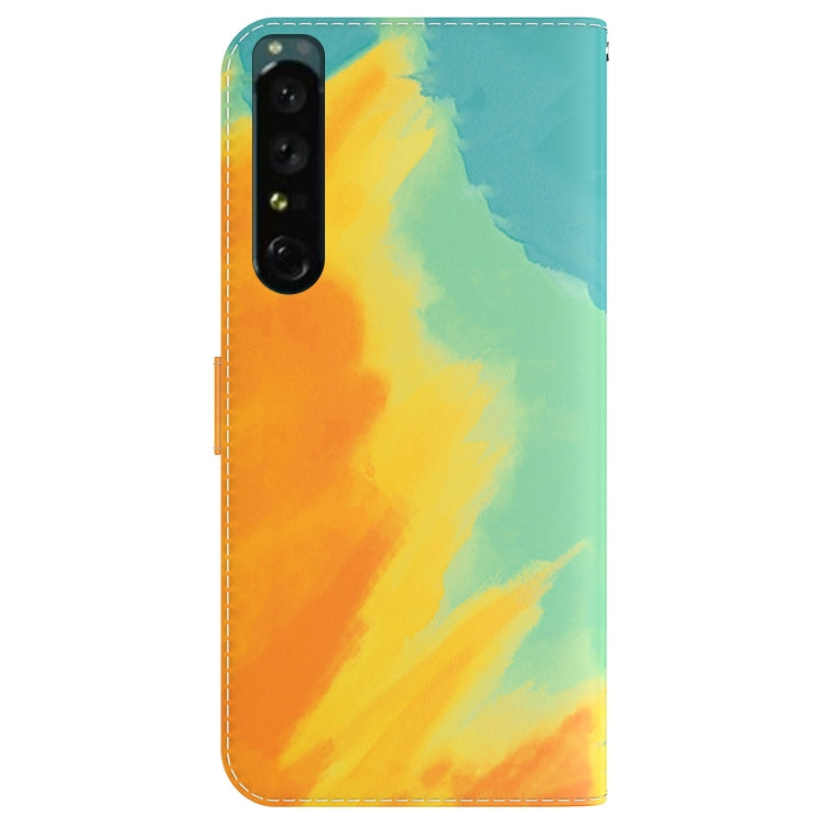 For Sony Xperia 1 IV Watercolor Pattern Flip Leather Phone Case