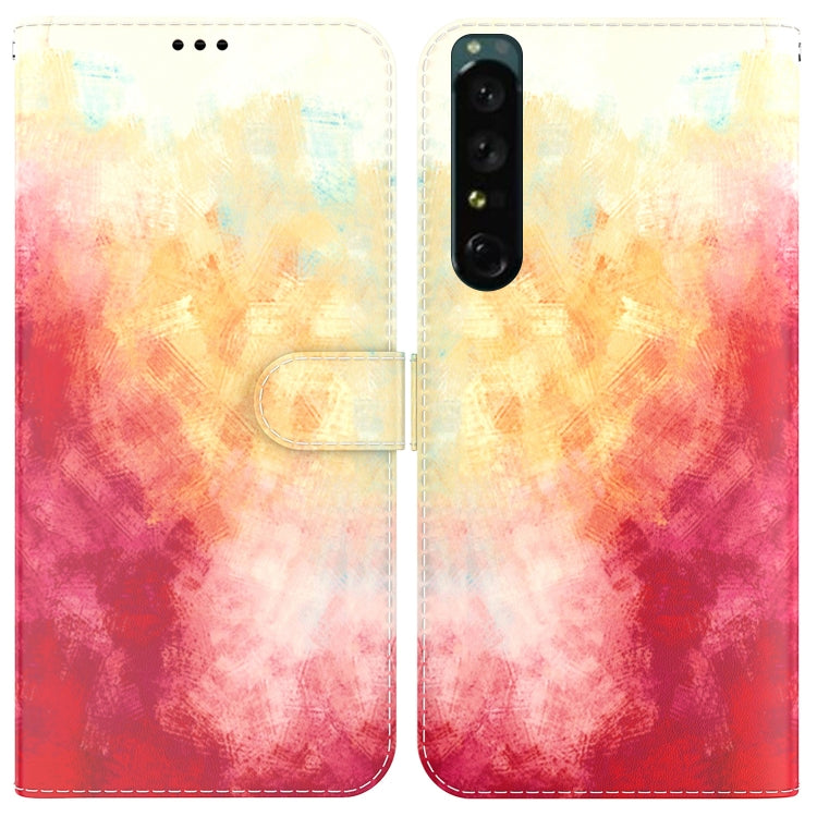 For Sony Xperia 1 IV Watercolor Pattern Flip Leather Phone Case