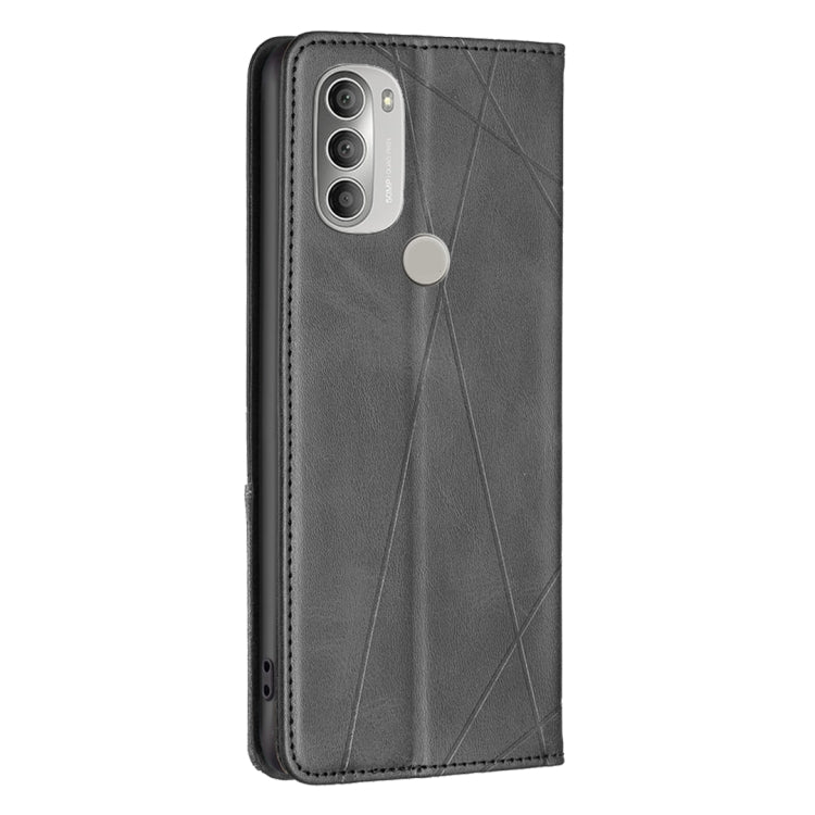 For Motorola Moto G51 5G Prismatic Invisible Magnetic Leather Phone Case