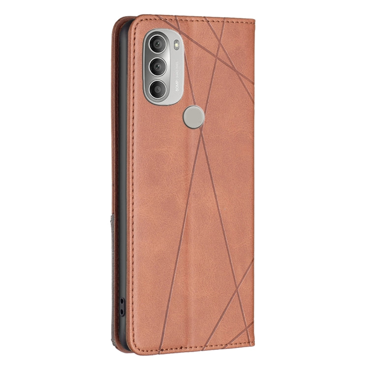 For Motorola Moto G51 5G Prismatic Invisible Magnetic Leather Phone Case