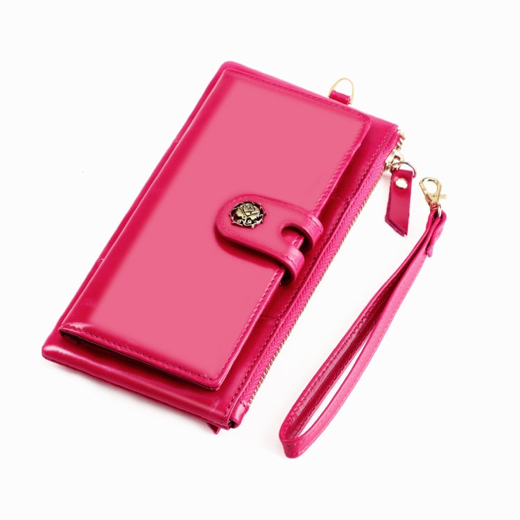 3506 RFID Anti-Degaussing Oil Wax Vintage Texture Genuine Leather Hand Held Wallet for Ladies