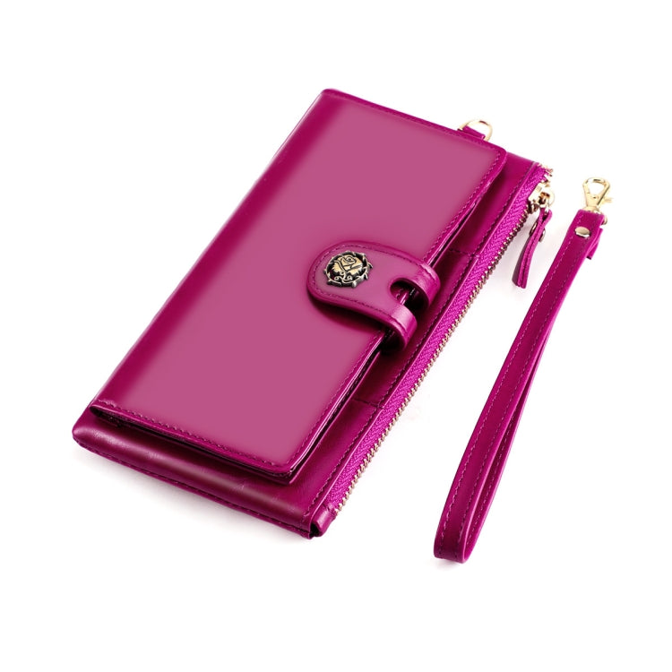 3506 RFID Anti-Degaussing Oil Wax Vintage Texture Genuine Leather Hand Held Wallet for Ladies