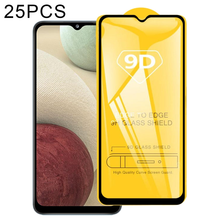 25 PCS 9D Full Glue Screen Tempered Glass Film For Samsung Galaxy A12/A12 Nacho/M12/A13 5G/A23/A04s