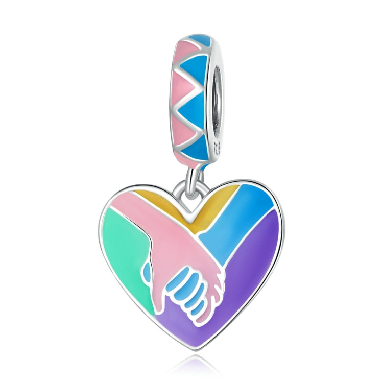S925 Sterling Silver Heart Holding Hands Pendant DIY Bracelet Necklace Accessories
