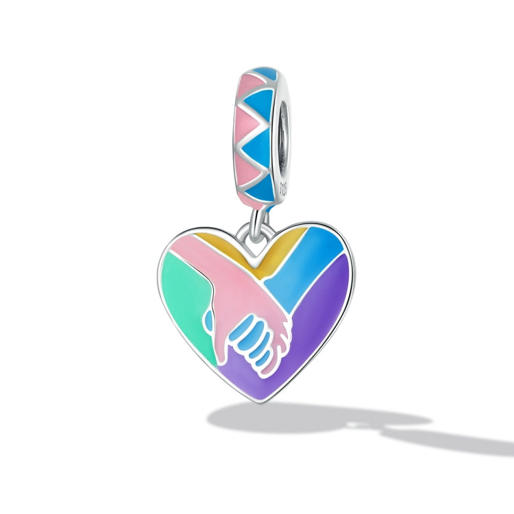 S925 Sterling Silver Heart Holding Hands Pendant DIY Bracelet Necklace Accessories