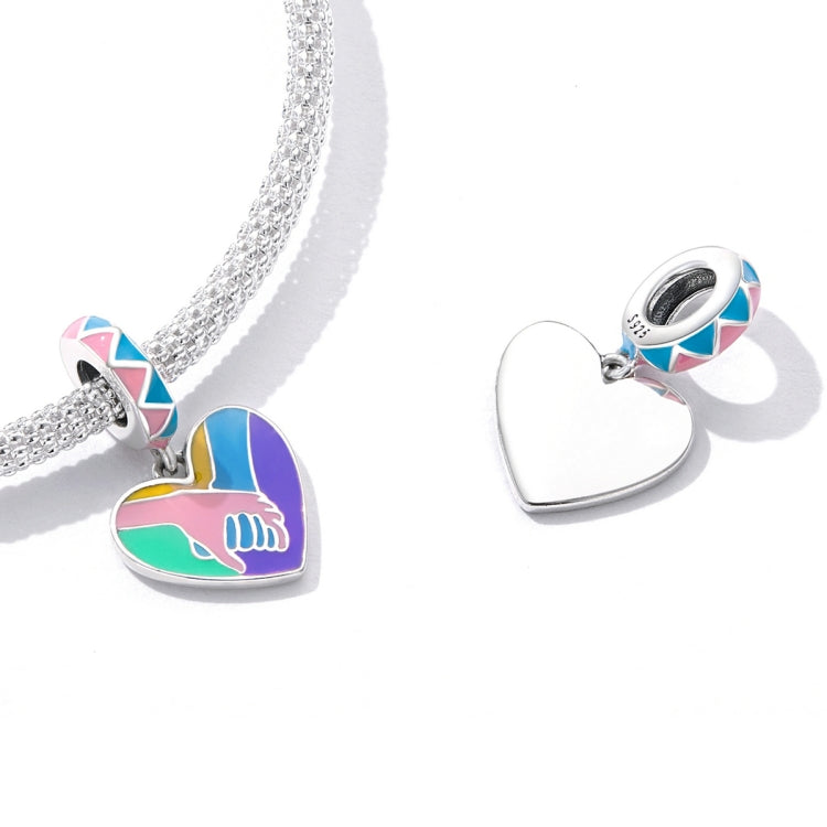 S925 Sterling Silver Heart Holding Hands Pendant DIY Bracelet Necklace Accessories