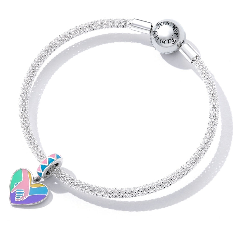 S925 Sterling Silver Heart Holding Hands Pendant DIY Bracelet Necklace Accessories