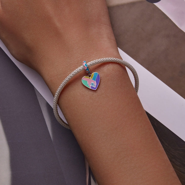 S925 Sterling Silver Heart Holding Hands Pendant DIY Bracelet Necklace Accessories