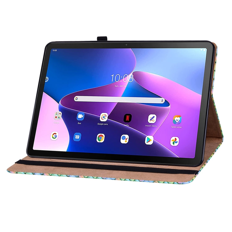 For Lenovo Tab M10 Plus 10.6 3rd Gen. Color Weave Leather Tablet Case with Holder