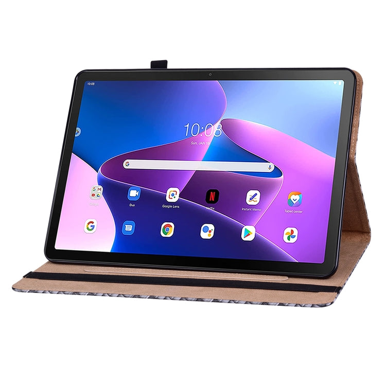 For Lenovo Tab M10 Plus 10.6 3rd Gen. Color Weave Leather Tablet Case with Holder