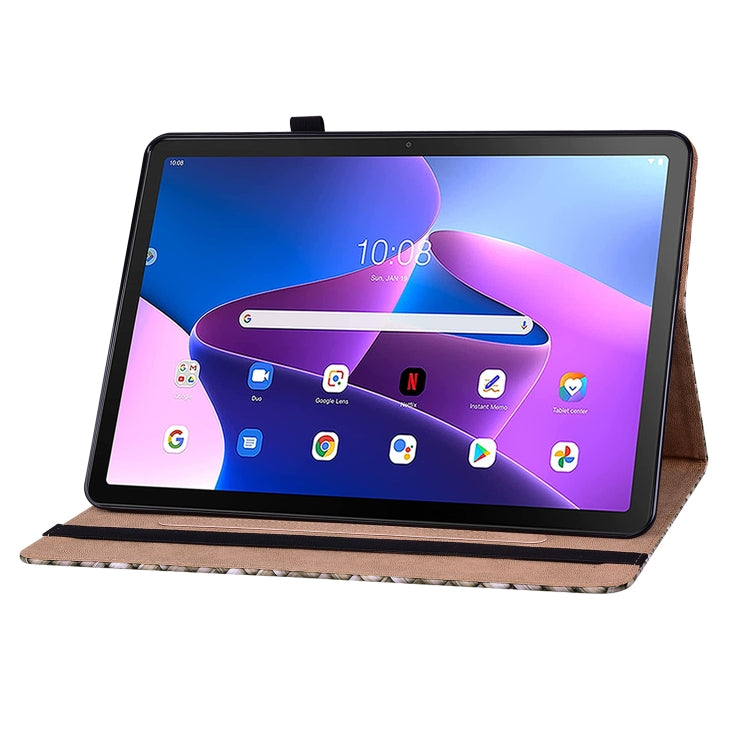 For Lenovo Tab M10 Plus 10.6 3rd Gen. Color Weave Leather Tablet Case with Holder