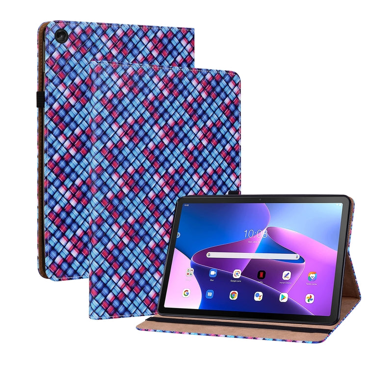 For Lenovo Tab M10 Plus 10.6 3rd Gen. Color Weave Leather Tablet Case with Holder