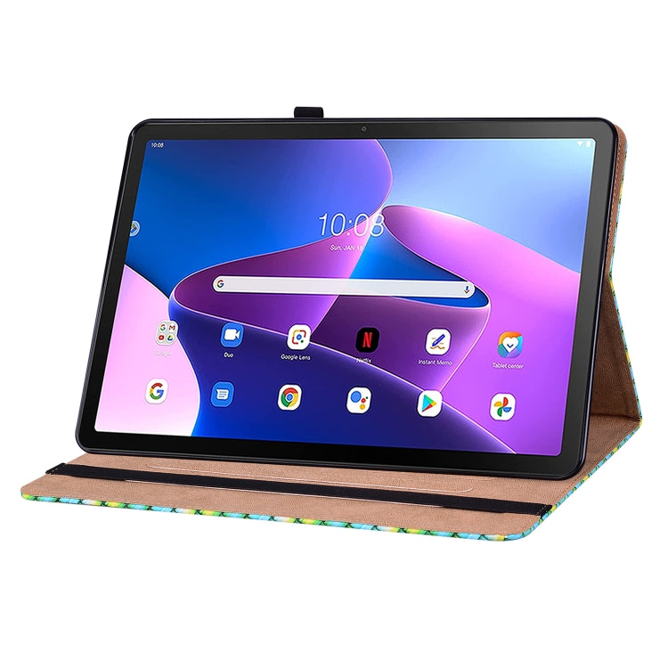 For Lenovo Tab M10 Plus 10.6 3rd Gen. Color Weave Leather Tablet Case with Holder
