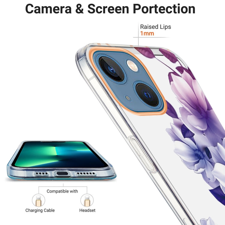 For iPhone 13 mini Ring IMD Flowers TPU Phone Case