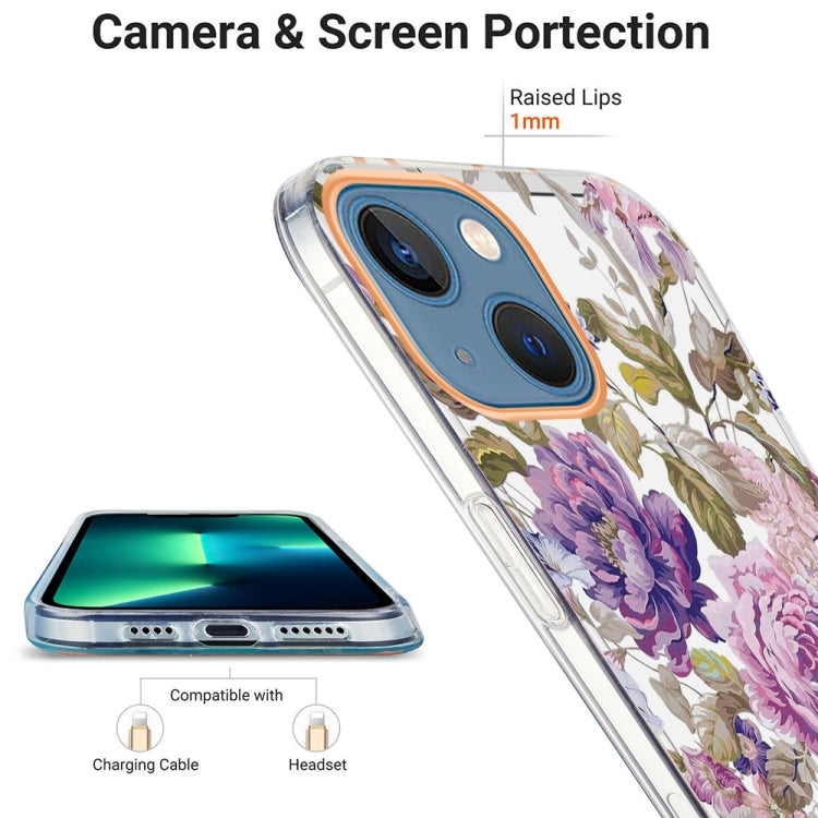 For iPhone 13 mini Ring IMD Flowers TPU Phone Case