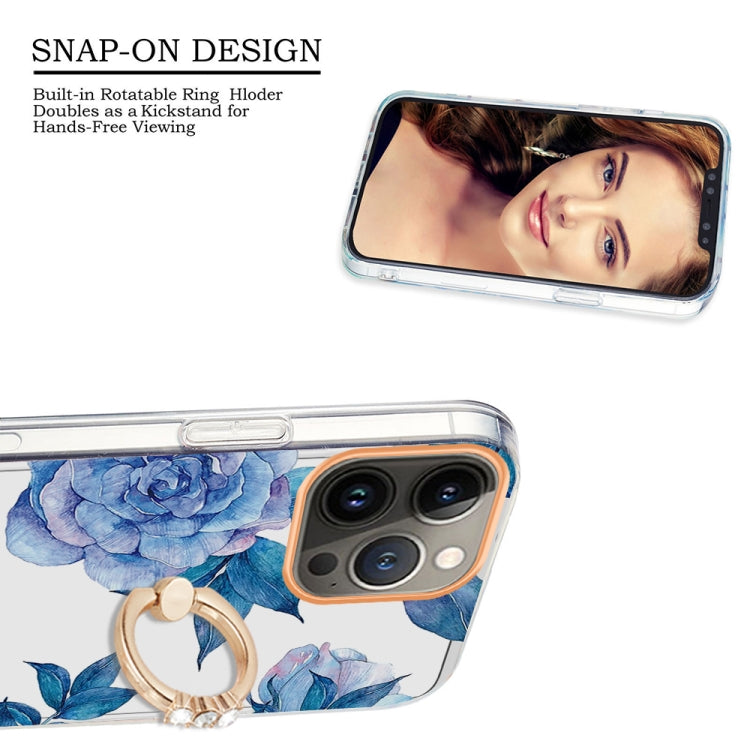 For iPhone 13 Pro Ring IMD Flowers TPU Phone Case