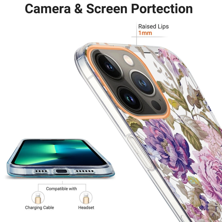 For iPhone 13 Pro Max Ring IMD Flowers TPU Phone Case