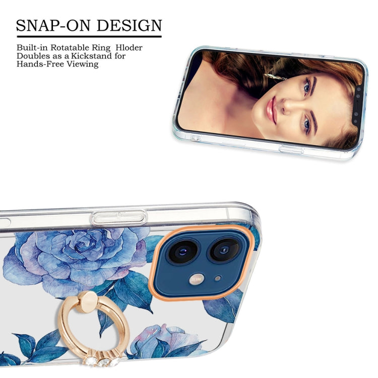 For iPhone 12 / 12 Pro Ring IMD Flowers TPU Phone Case