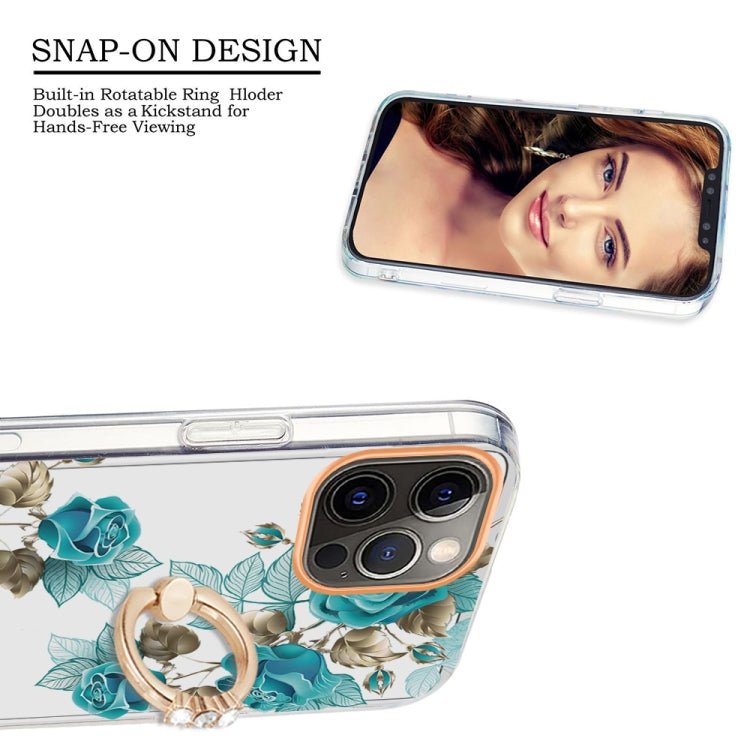 For iPhone 12 Pro Max Ring IMD Flowers TPU Phone Case