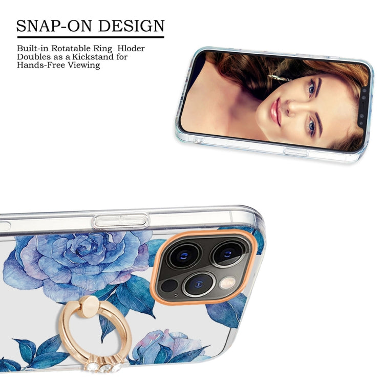 For iPhone 12 Pro Max Ring IMD Flowers TPU Phone Case