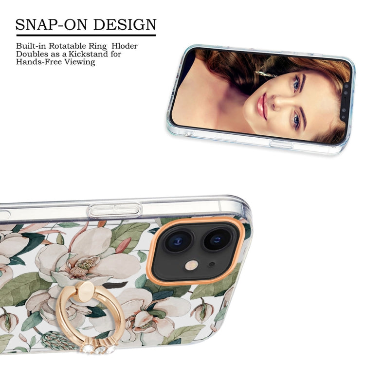 For iPhone 11 Ring IMD Flowers TPU Phone Case