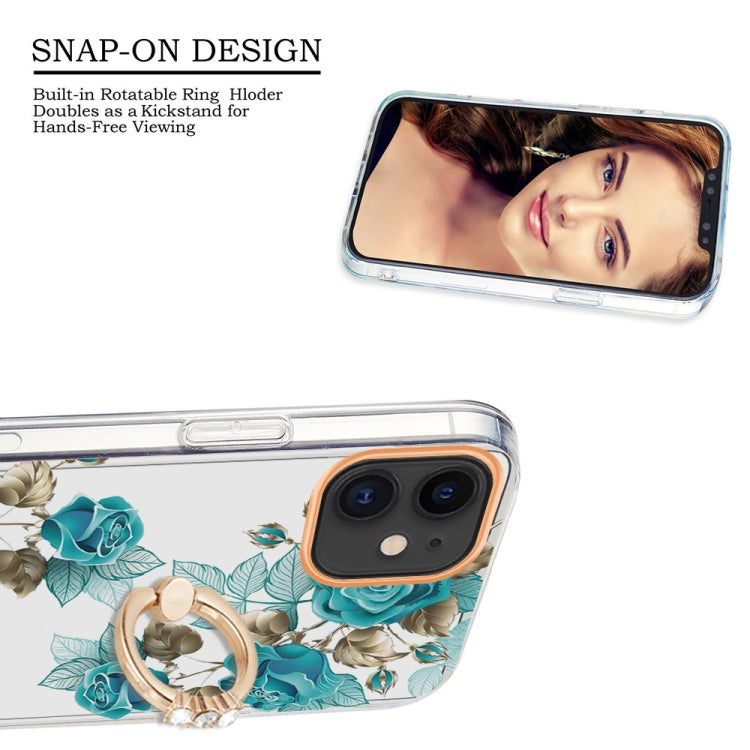 For iPhone 11 Ring IMD Flowers TPU Phone Case