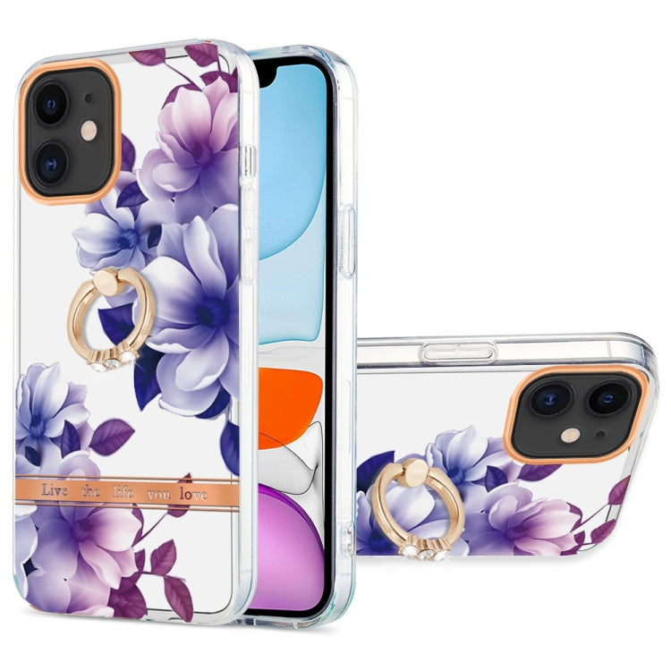 For iPhone 11 Ring IMD Flowers TPU Phone Case