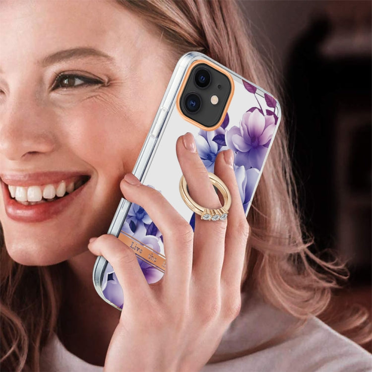 For iPhone 11 Ring IMD Flowers TPU Phone Case
