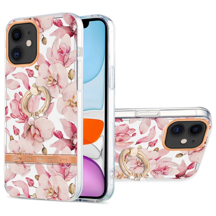For iPhone 11 Ring IMD Flowers TPU Phone Case