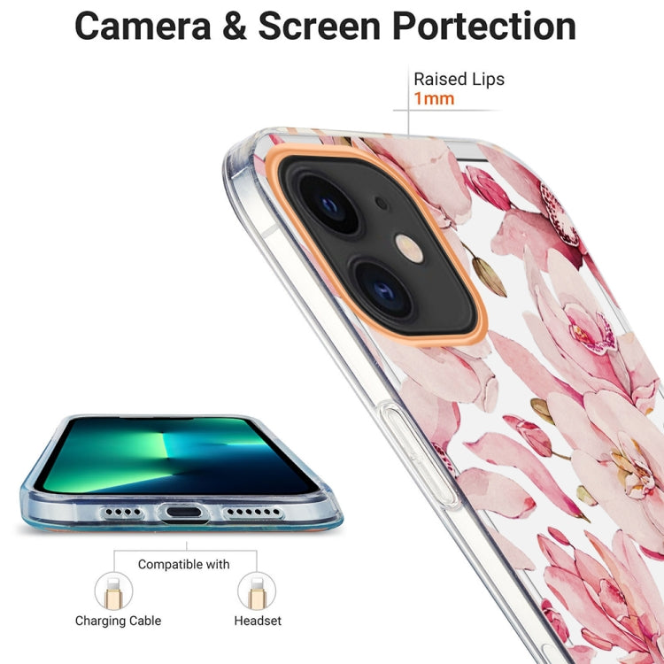 For iPhone 11 Ring IMD Flowers TPU Phone Case