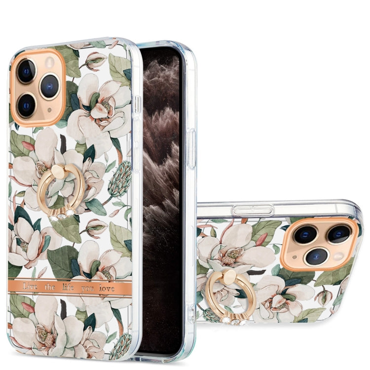 For iPhone 11 Pro Max Ring IMD Flowers TPU Phone Case