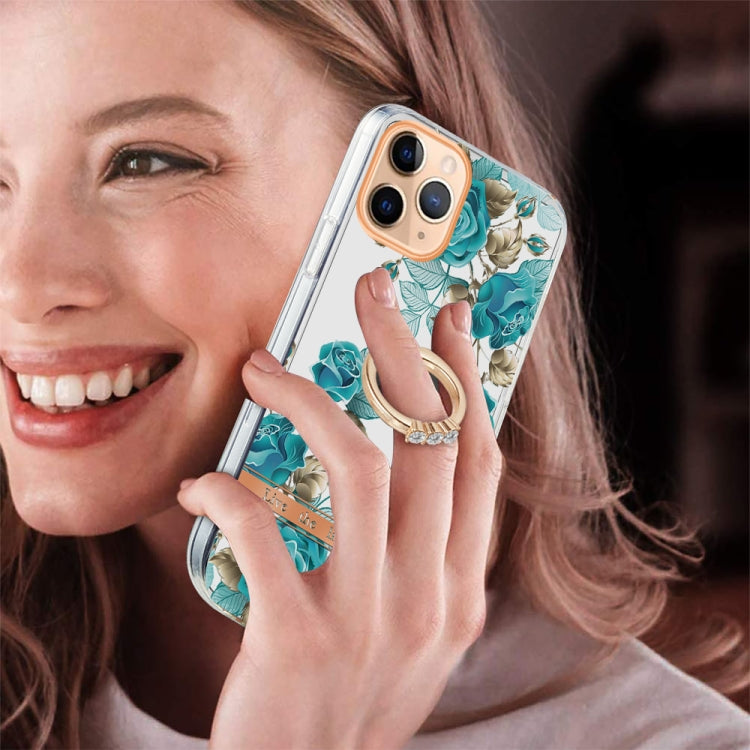 For iPhone 11 Pro Max Ring IMD Flowers TPU Phone Case