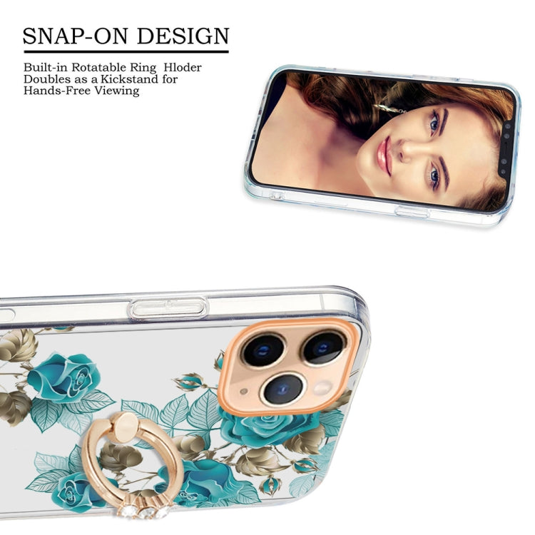 For iPhone 11 Pro Max Ring IMD Flowers TPU Phone Case
