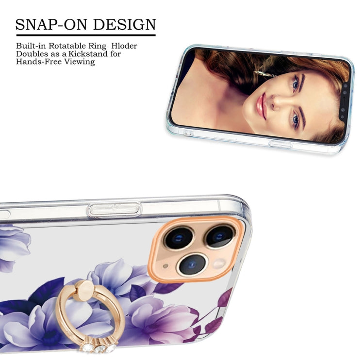 For iPhone 11 Pro Max Ring IMD Flowers TPU Phone Case