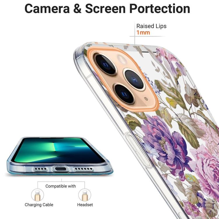 For iPhone 11 Pro Max Ring IMD Flowers TPU Phone Case