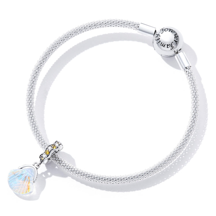S925 Sterling Silver Iridescent Shell Pendant DIY Bracelet Necklace Accessories