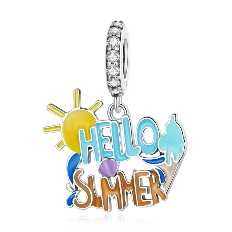 S925 Sterling Silver Hello Summer Pendant DIY Bracelet Necklace Accessories