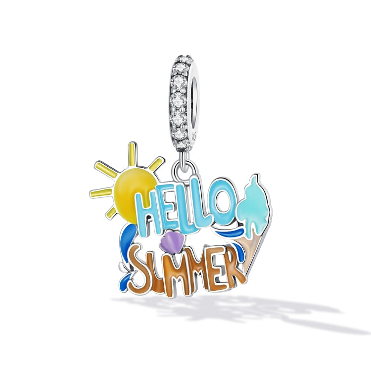 S925 Sterling Silver Hello Summer Pendant DIY Bracelet Necklace Accessories