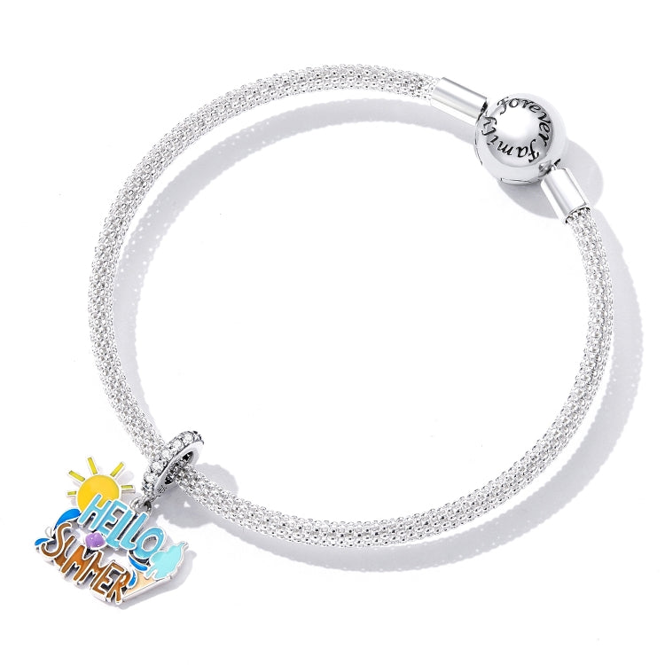 S925 Sterling Silver Hello Summer Pendant DIY Bracelet Necklace Accessories