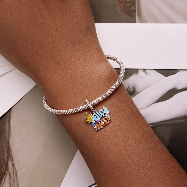S925 Sterling Silver Hello Summer Pendant DIY Bracelet Necklace Accessories