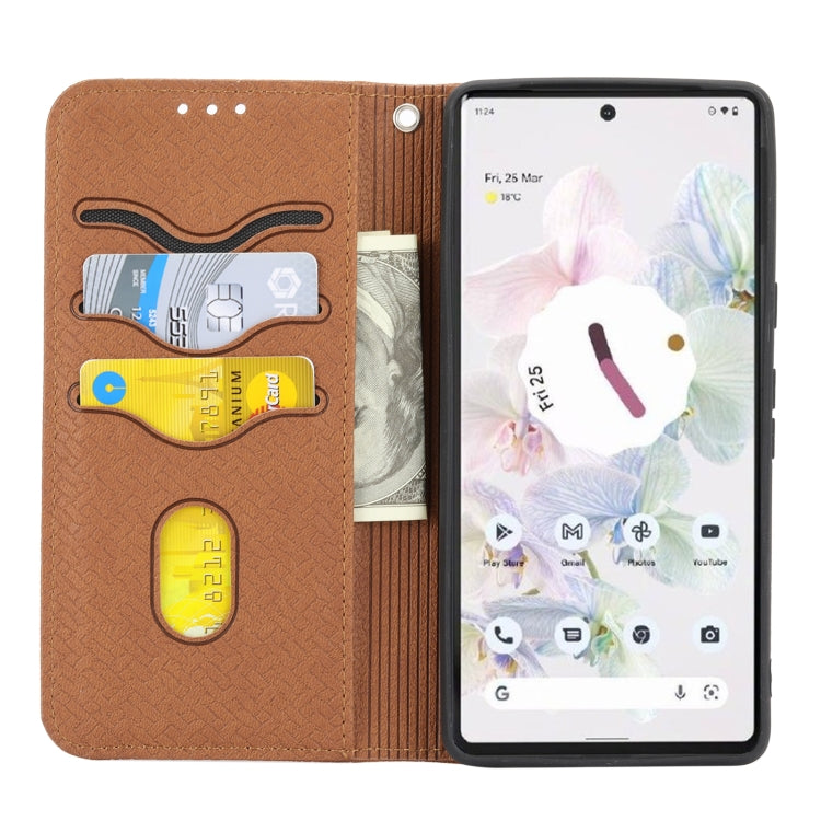 For Google Pixel 7 Woven Texture Stitching Magnetic PU Leather Phone Case
