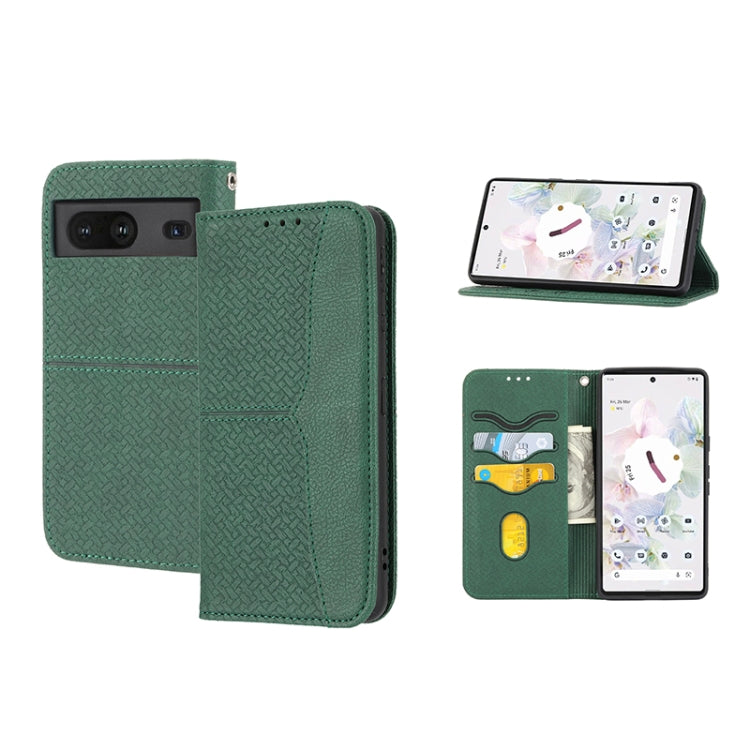 For Google Pixel 7 Woven Texture Stitching Magnetic PU Leather Phone Case