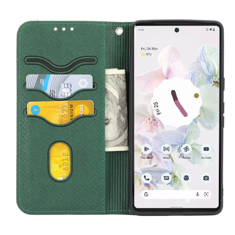 For Google Pixel 7 Woven Texture Stitching Magnetic PU Leather Phone Case