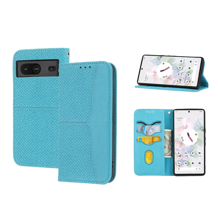 For Google Pixel 7 Woven Texture Stitching Magnetic PU Leather Phone Case