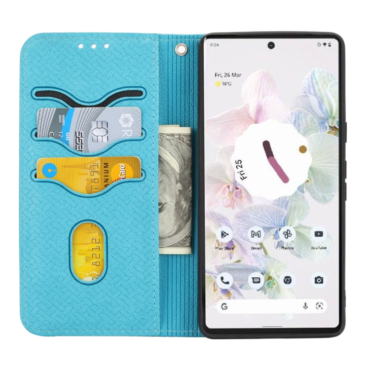 For Google Pixel 7 Woven Texture Stitching Magnetic PU Leather Phone Case