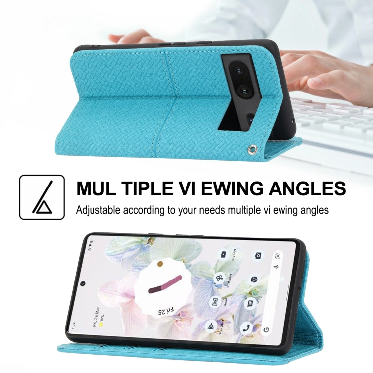 For Google Pixel 7 Woven Texture Stitching Magnetic PU Leather Phone Case